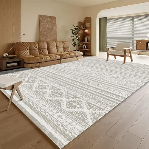 RUGSURE Washable Area Rugs 5' x 7' - 1/6 Thick - Moroccan-Inspired -Stain & Water Resistant Non-Slip - Resistant Rug for Living Room, Bedroom, Nursery, Pet & Child Friendly (Grey) by RUGSURE