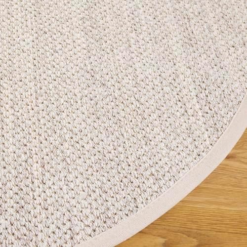 SAFAVIEH Natural Fiber Round Rug 6' Sisal Textured, Marble & Beige NF143C - Image 6