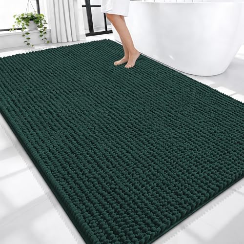 OLANLY Thick Chenille Large Bathroom Rugs Mats 70x46, Blackish Green by OLANLY