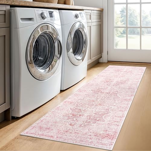KUTA Vintage Washable Runner Rug, 2x6 Pink Runners for Hallways - Image 5