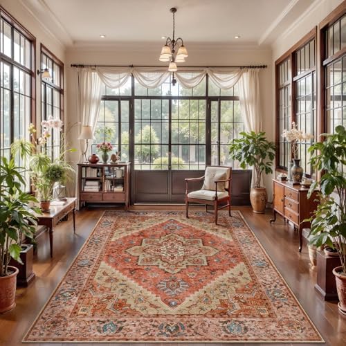 Tangsoo 5x7 Washable Area Rugs for Living Room, Vintage Indoor Non Slip Rug - Image 2