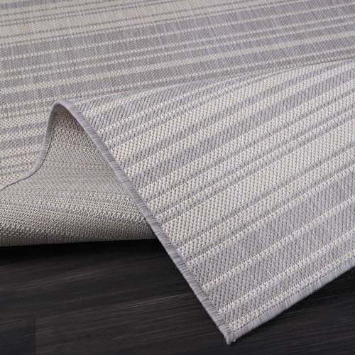Luul Home Stripe Outdoor Rug 9x12 Washable Outside Carpet for Indoor Patio Porch Waterproof Easy Cleaning Non Shedding Area Rugs Gray 9 x 12 - Image 4