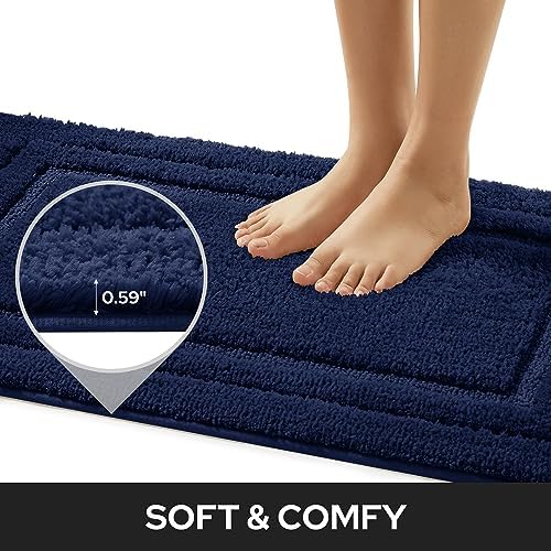 HOMEIDEAS Bathroom Rugs Sets 2 Piece,Soft Non Slip Bath Mat Navy Blue - Image 3