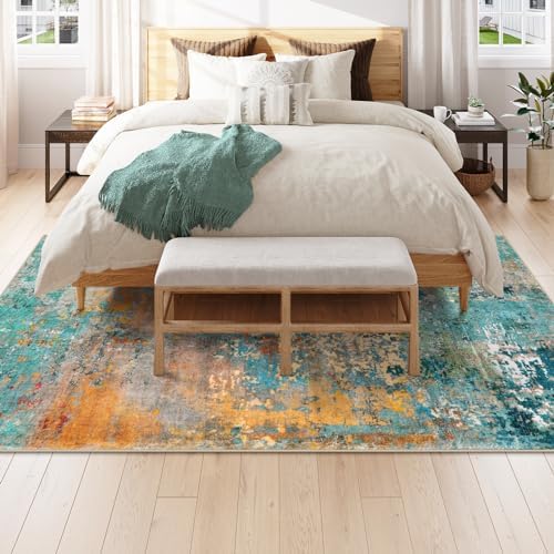 Lahome Modern Abstract Area Rug 6x9 Rugs for Living Room, Washable Accent Bedroom Rug Low Pile Non Slip, Colorful Soft Indoor Contemporary Carpet for Dining Room Table Apartment - Image 3