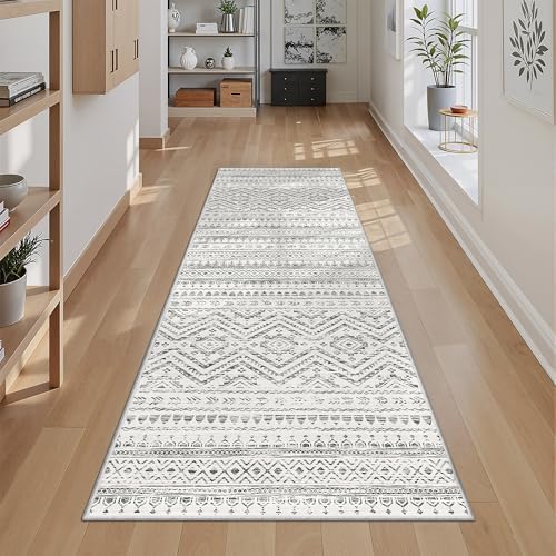 Miukiki Washable 2x6 Runner Rug Hallway Non Slip Kitchen Runner Grey - Image 6
