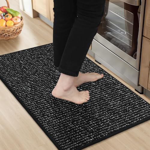 BEQHAUSE Kitchen Rugs 20"x32", Non-Slip Kitchen Mats for Floor, Black by BEQHAUSE