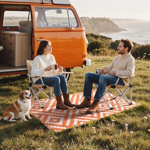 GENIMO Fall Decor Outdoor Rug 3'x5' for Porch, Plastic Door Mat Mid Orange - Image 4