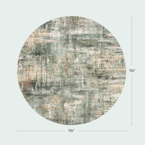 Lofus 8ft Area Rug for Living Room,Abstract Washable Rugs,Coffee/Green - Image 2