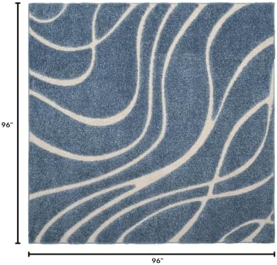 SAFAVIEH Florida Shag Square Rug 8', Soft Light Blue & Cream SG471-6011 - Image 3