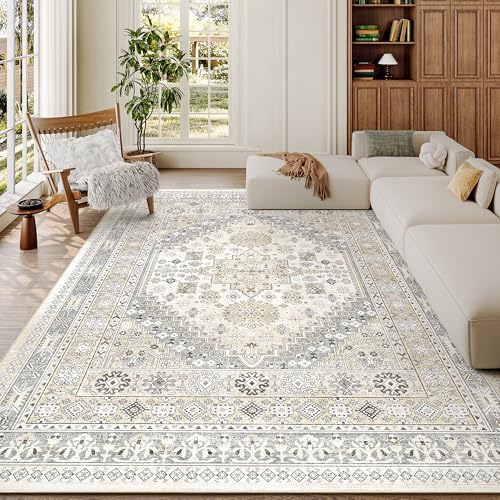 zesthome 7x9 Area Rugs for Living Room,Large Washable Rug,Beige by Zesthome