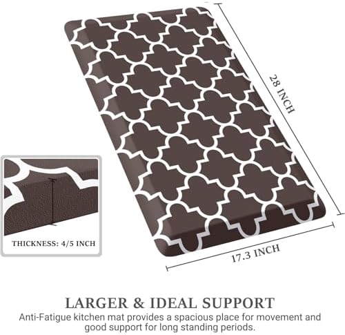 WISELIFE Anti Fatigue Floor Mat, 17.3" x 28", 4/5 Inch, Chocolate - Image 2