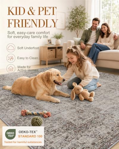 OLANLY 8x10 Washable Area Rug, Soft Non Slip Carpet for Bedroom Living Room - Image 5