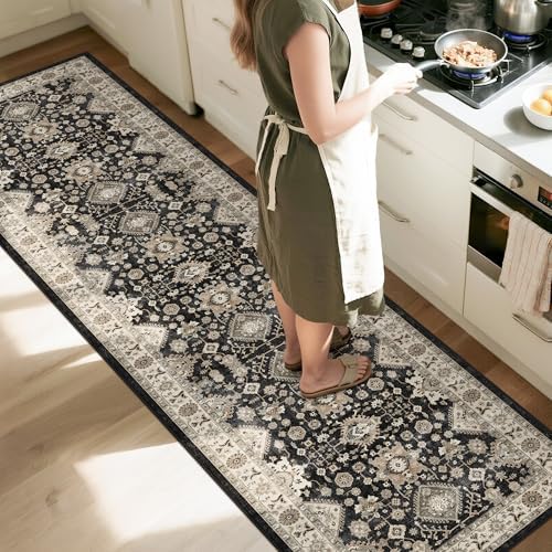 Black Hallway Runner Rug: Washable 2x8 Rugs for Kitchen Bedroom Non Slip - Image 4