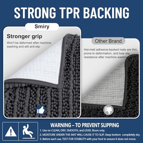 Smiry Bathroom Rugs 35X24, Extra Soft Rubber Backing Chenille Bath Mats - Image 3