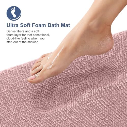 OLANLY Memory Foam Bathroom Runner Rugs 47x17, Long Bath Mats, Dusty Rose - Image 2