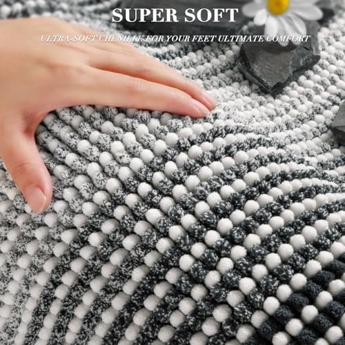 BSICPRO Bathroom Rugs Sets 2 Piece, Non Slip Striped Bath Mats, Blue Grey - Image 2