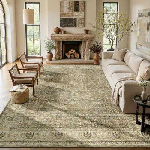 Lofus 8x10 Washable Area Rug for Living Room, Non-Slip Brown Boho Carpet by Lofus