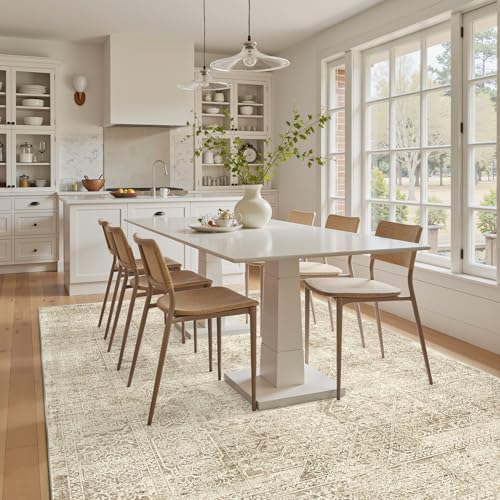 Soalmost 6x9 Area Rug for Living Room Washable Non-Slip Rugs Light Brown - Image 3