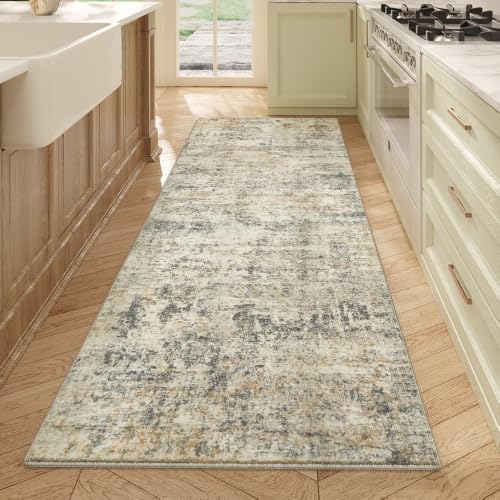 2'x6' Vintage Grey Beige Runner Rug, Washable Non-Slip Non-Shed Floor Mat by Unknown