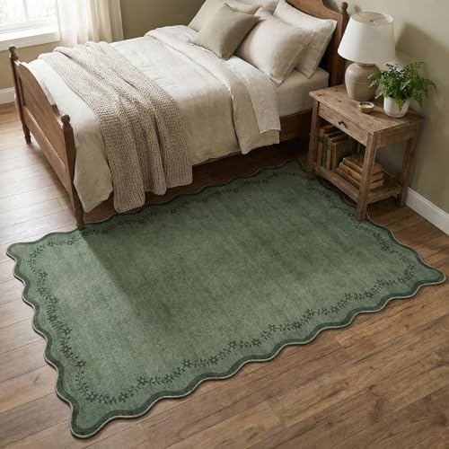 GarveeHome 3x5 Scalloped Washable Area Rug Non Slip Bedroom Entryway Rug - Image 2