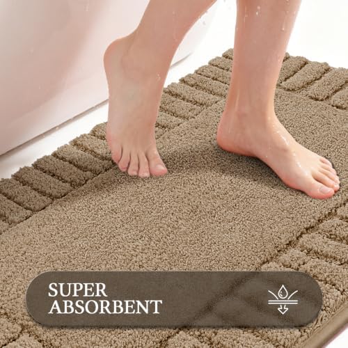 Pauwer Bathroom Rugs Sets 2 Piece, Non Slip Plush Bath Mats, Dark Grey - Image 4