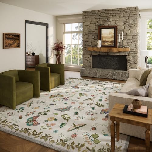 8x10 Area Rugs for Living Room: Washable Bedroom Rug Stain Resistant Non Slip Low Pile Soft Lightweight Carpet for Kitchen Dining Room Farmhouse Nursery Kids Room Indoor by palohom