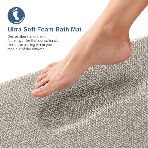 OLANLY Memory Foam Bathroom Runner Rugs 70x24, Long Bath Mats, Warm Taupe - Image 2