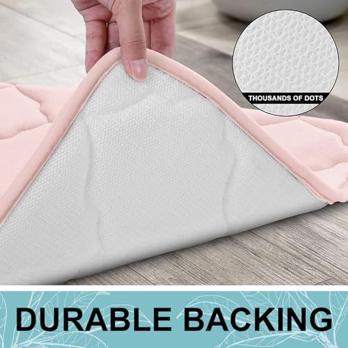 OLANLY Memory Foam Bath Mat Rug 47x24, Ultra Soft Bathroom Rugs, Pink - Image 4