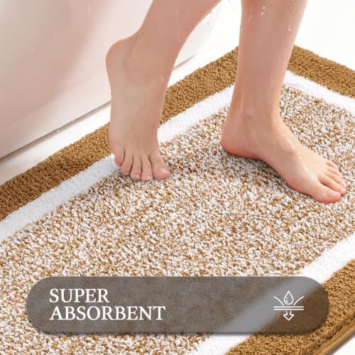 Pauwer Bathroom Rugs Sets 3 Piece, Non Slip Bath Mats for Bathroom, Mustard - Image 4