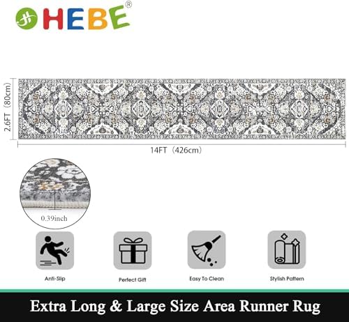 HEBE Hallway Runner Rug 2'8''x14', Washable Non Slip Kitchen Rug Runner - Image 2