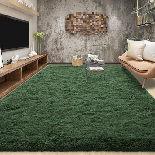 Tepook 6x9 Fluffy Dark Green Area Rugs for Living Room Bedroom by Tepook