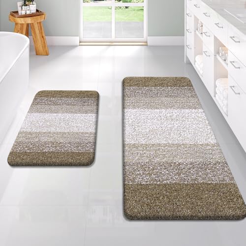 OLANLY Micorfiber Bathroom Rug Set 2 Piece, Soft Absorbent Bath Mats, Coffe by OLANLY