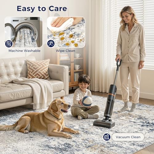 DMOYEST Area Rug Living Room Rugs 6x9 Washable Abstract Beige Blue Carpet - Image 5