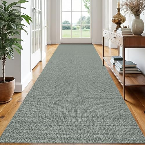 EARTHALL Washable Runner Rug, Non Slip Hallway Runner, 3x14 Ft, Green/Grey by Unknown