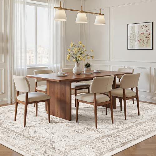 Madane 5x7 Area Rugs for Living Room,Washable Neutral Soft Rug Brown/Ivory - Image 3