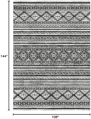 RUGSURE Washable Area Rugs 9' x 12' - 1/6 Thick - Moroccan-Inspired -Stain & Water Resistant Non-Slip - Resistant Rug for Living Room, Bedroom, Nursery, Pet & Child Friendly (Black) - Image 2