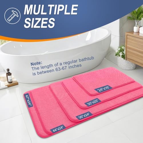 OLANLY Thick Memory Foam Bathroom Rugs 36x24, Absorbent Bath Mat, Hot Pink - Image 5