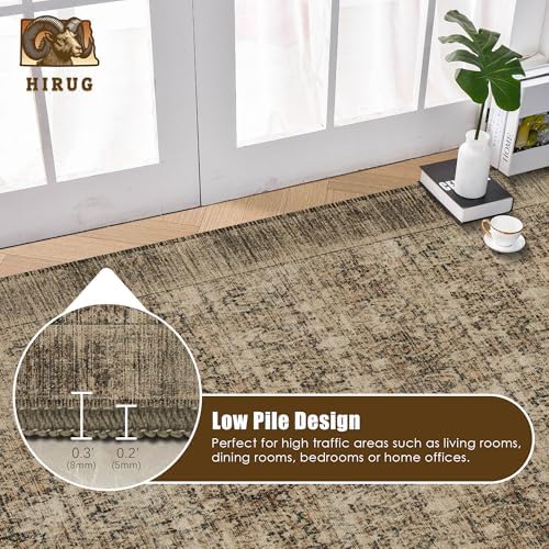 Washable Area Rug 3' x 5 ' Vintage Traditional Persian Mat - Foldable Distressed Non-Slip Machine Washable Carpet for Living Room Bedroom Kitchen Home Decor - Mocha and Taupe - Image 5