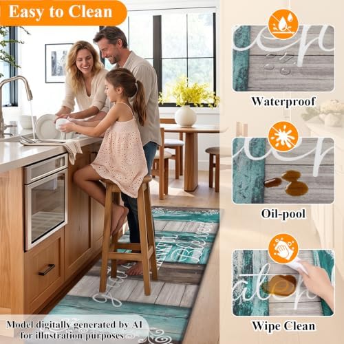 HEBE Anti Fatigue Kitchen Mat Set of 2, Cushioned Kitchen Mats for Floor - Image 6
