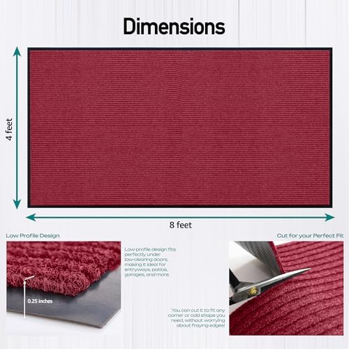 MaxMat® Extra Large Commercial Door Mat, Rubber Border Heavy Duty Door Mat, Waterproof, Low-Profile, Easy to Clean, Rubber Entry Mat. (Red, 4 x 8 Feet) - Image 2
