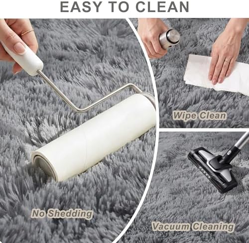 6x9 Ft Grey Fluffy Area Rug for Living Room, Soft Washable Carpet - Image 3