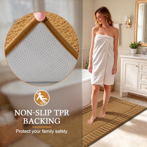 Pauwer Bathroom Rugs Sets 3 Piece, Microfiber Bath Mat Set, Mustard - Image 5