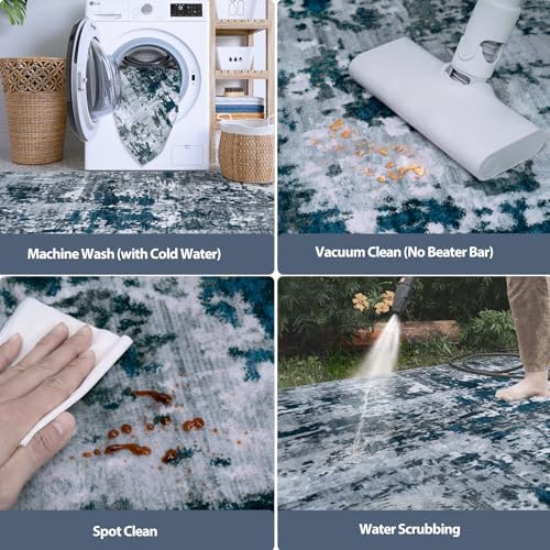 Aelenmu 10x14 Area Rugs for Living Room Washable Dining Room Navy Grey - Image 5