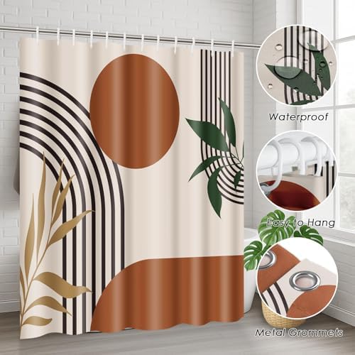 Bathroom Sets with Shower Curtain and Rugs, Set of 4 Geometric Boho - Image 6