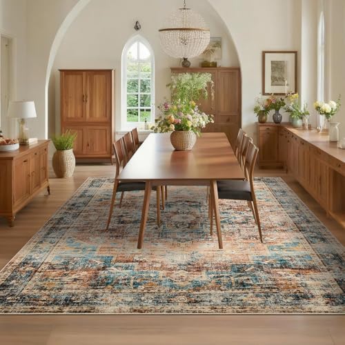 GarveeHome 10x13 Washable Vintage Rug for Living Room Green&Brown - Image 3
