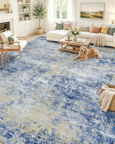 OLANLY 9x12 Washable Area Rug, Soft Non Slip Carpet for Bedroom Living Room by OLANLY