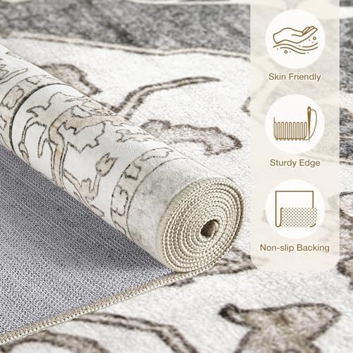 cotiled Vintage Washable Area Rug 6x9 Non Slip Rugs for Living Room Brown - Image 2