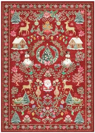 Rugxara Christmas Rug 2x3 Small Entryway Kitchen Bathroom Rugs Indoor, Red - Image 2