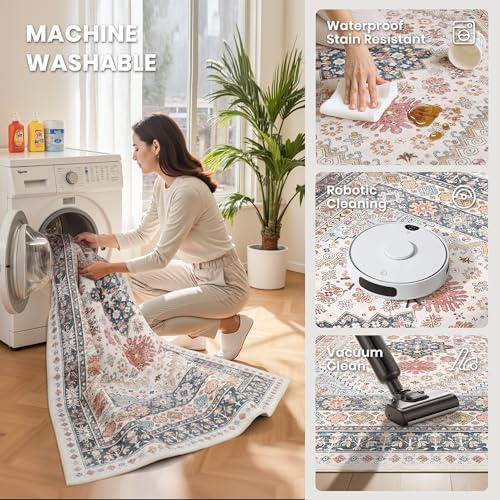 zesthome 6x9 Area Rugs for Living Room,Large Washable Rug,Blue Red - Image 5