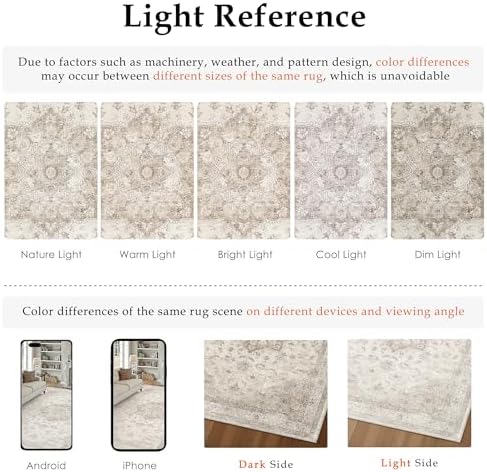 PureCozy Beige 3x5 Washable Area Rug Vintage Oriental Medallion Doormat - Image 2